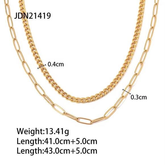 18K Gold Plated Double Layer Necklace - Waterproof Jewelry - Picture 6 of 6